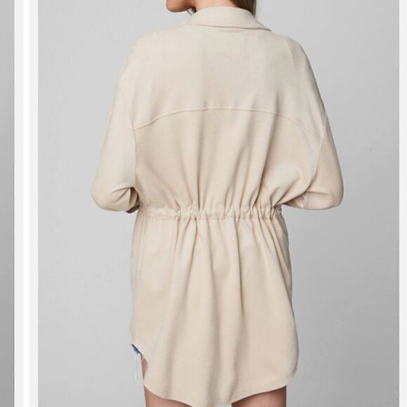 Blank NYC Faux Suede Utilty Women's Drawstring Waist Shirt Beige Jacket Small - Picture 7 of 13